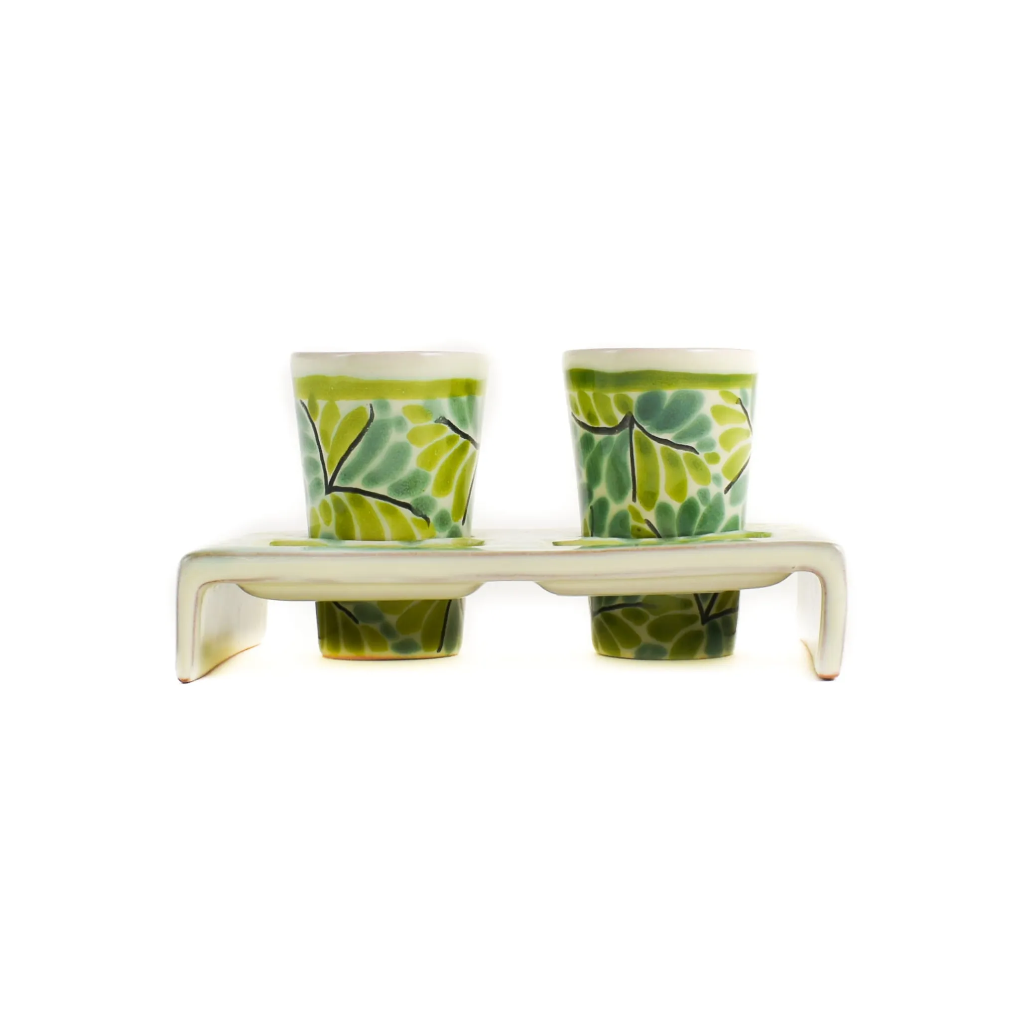 Mexican Hand Painted Green Tequila Cup Set Mexican Ingredients|Tableware Brands