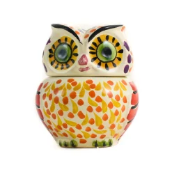 Hot Mexican Hand Painted Orange Owl Sugar Bowl Mexican Ingredients|Jugs & Bottles