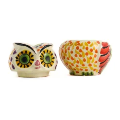 Hot Mexican Hand Painted Orange Owl Sugar Bowl Mexican Ingredients|Jugs & Bottles