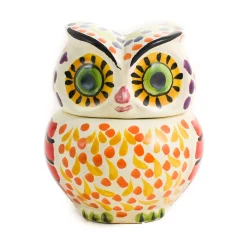 Hot Mexican Hand Painted Orange Owl Sugar Bowl Mexican Ingredients|Jugs & Bottles