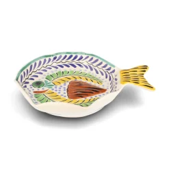 Discount Mexican Hand Painted Yellow & Blue Fish Dish, 25.5cm Plates|Crockery & Dinnerware