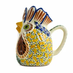 Outlet Mexican Hand Painted Yellow Rooster Pitcher Mexican Ingredients|Jugs & Bottles