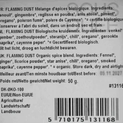 Hot Organic Flaming Dust BBQ Rub, 50g Ingredients Brands|American Ingredients