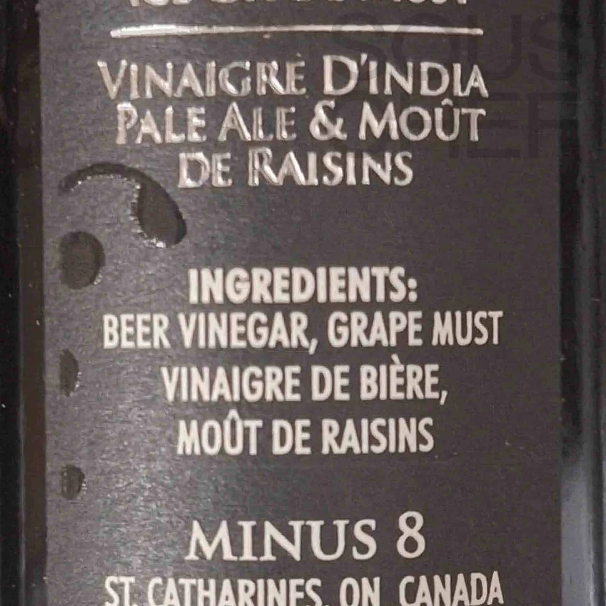Hot Minus 8 Vinegar IP8 Beer, 200ml Ingredients Brands|Oil, Vinegar & Dressings