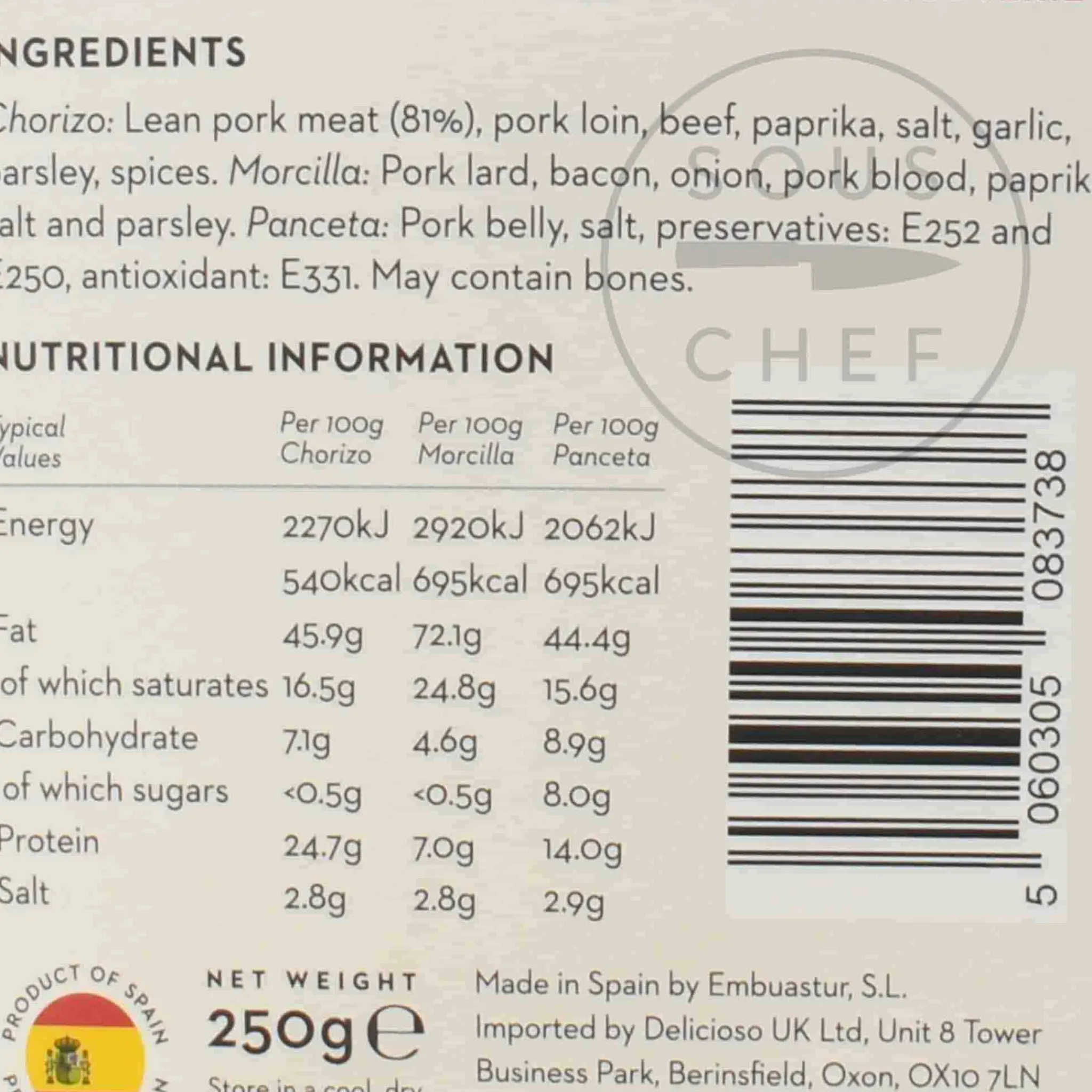 Online Mixed Asturian Charcuterie Compango, 250g Ingredients Brands|Spanish Ingredients
