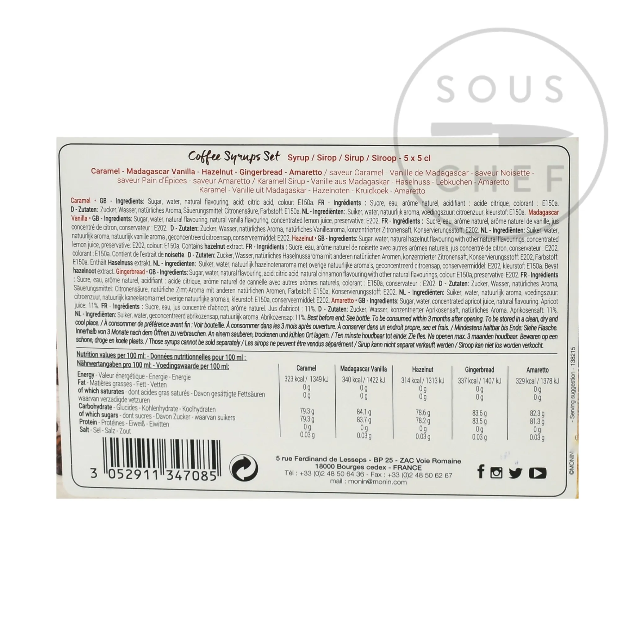 New Coffee Syrup Set, 5x50ml Ingredients Brands|Drinks