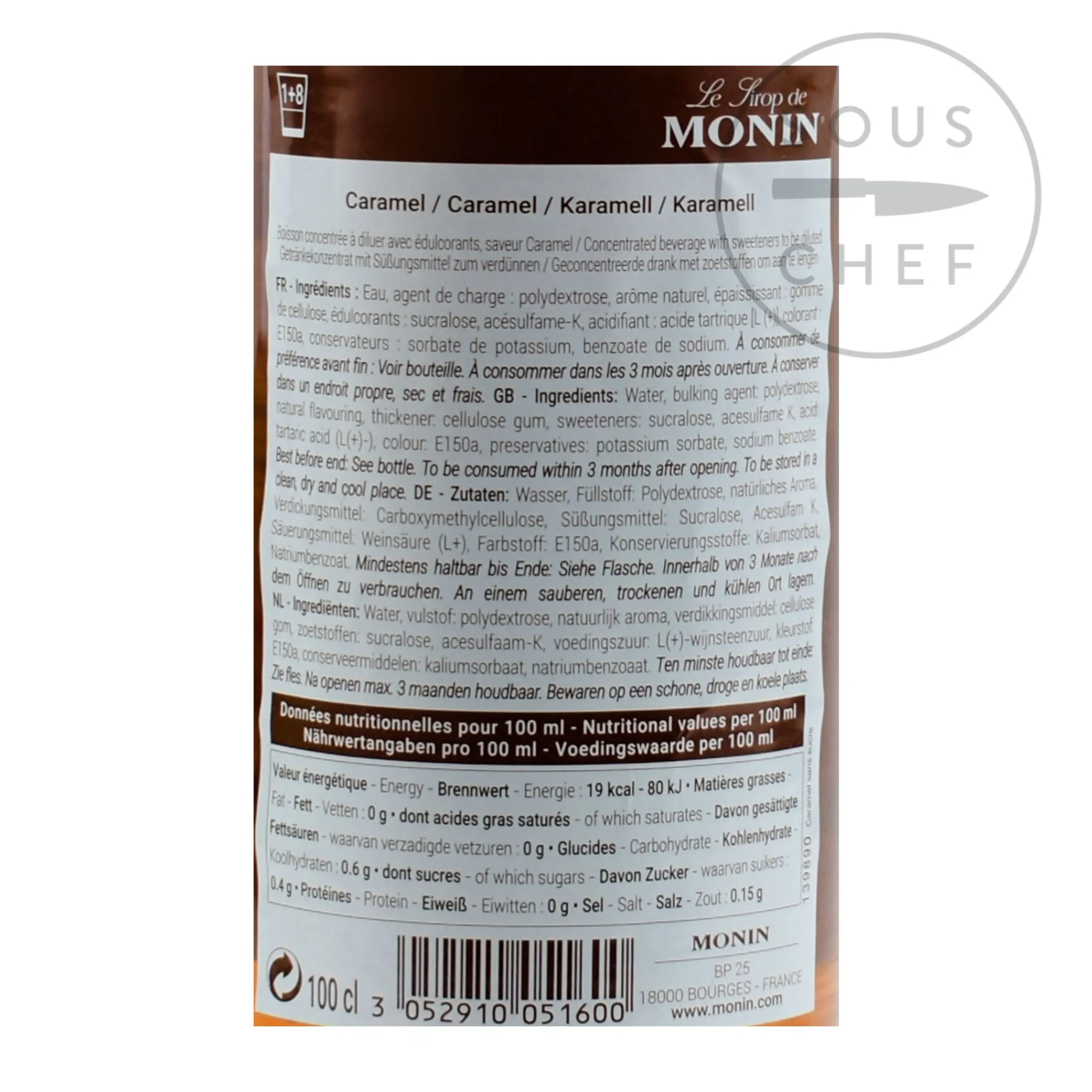 Outlet Sugar Free Caramel Syrup, 1 litre Ingredients Brands|Drinks