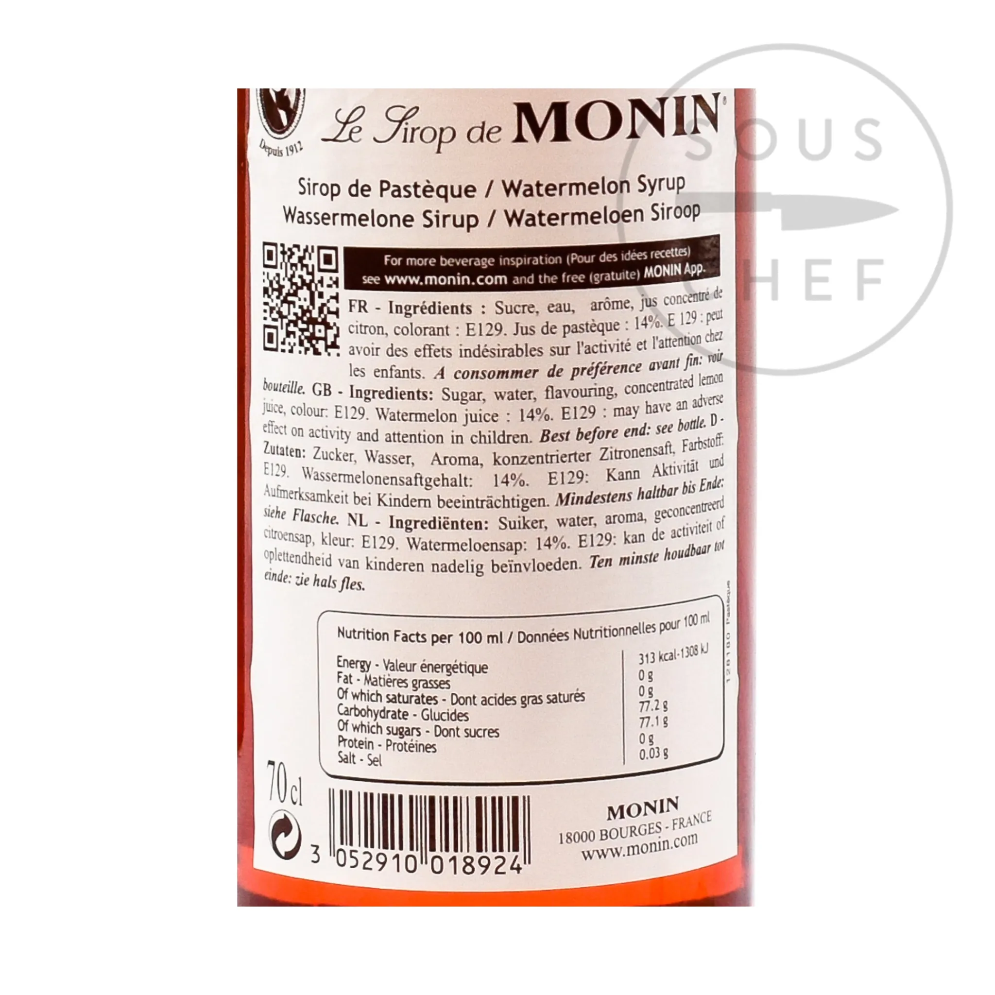 Watermelon Syrup 70cl Ingredients Brands|Drinks