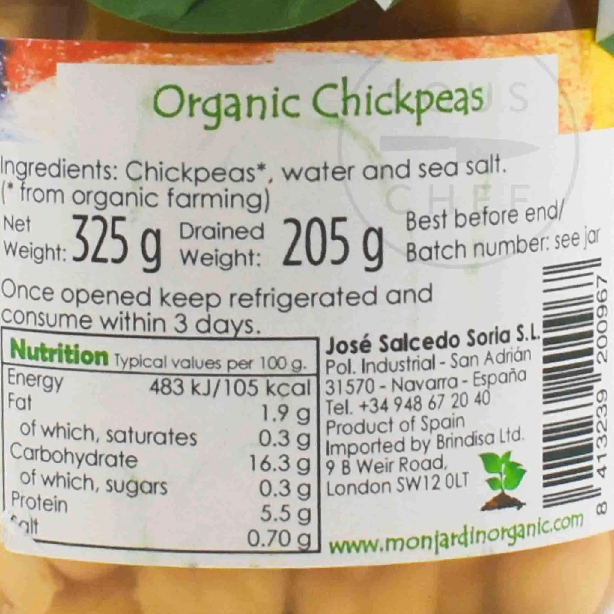 Best Monjardin Organic Chickpeas, 325g Spanish Ingredients|Pasta, Rice & Beans