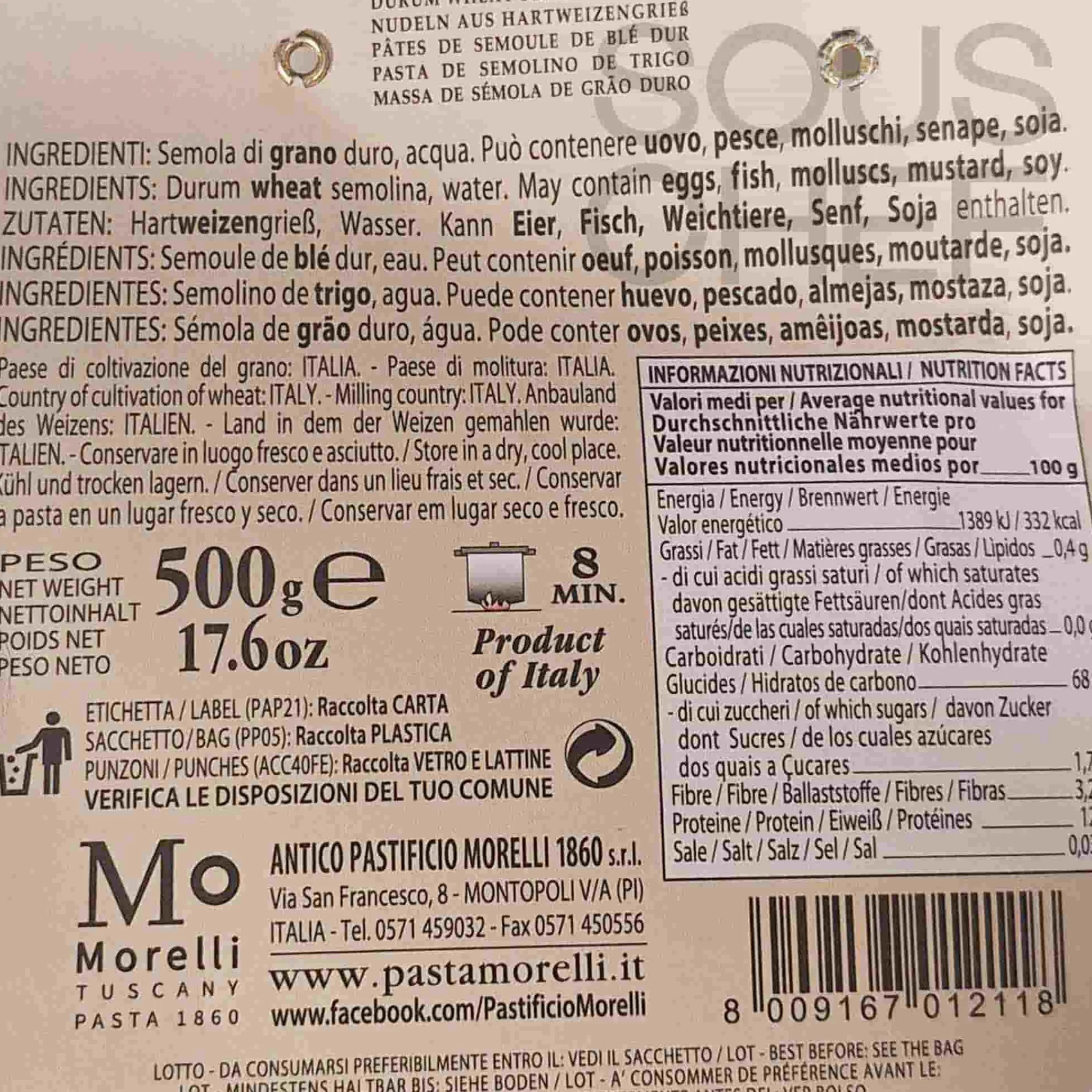 Outlet Ziti di Toscana, 500g Italian Ingredients|Pasta, Rice & Beans