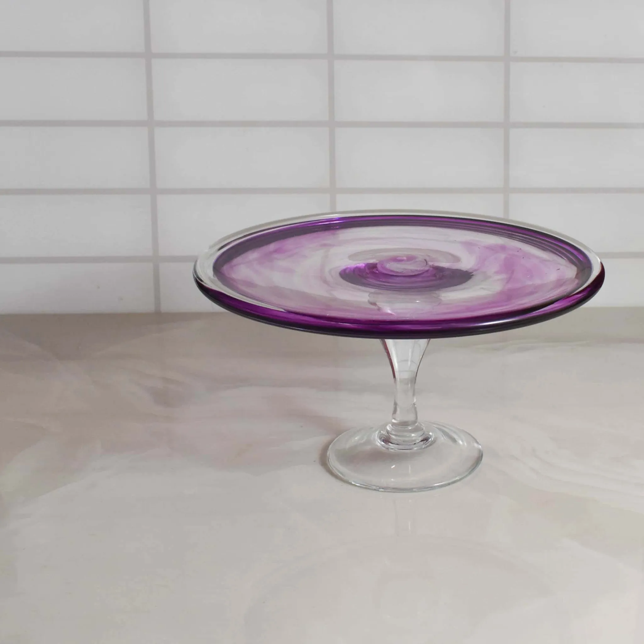 Discount Murano Glass Amethyst Cake Stand, 25cm Tableware Brands