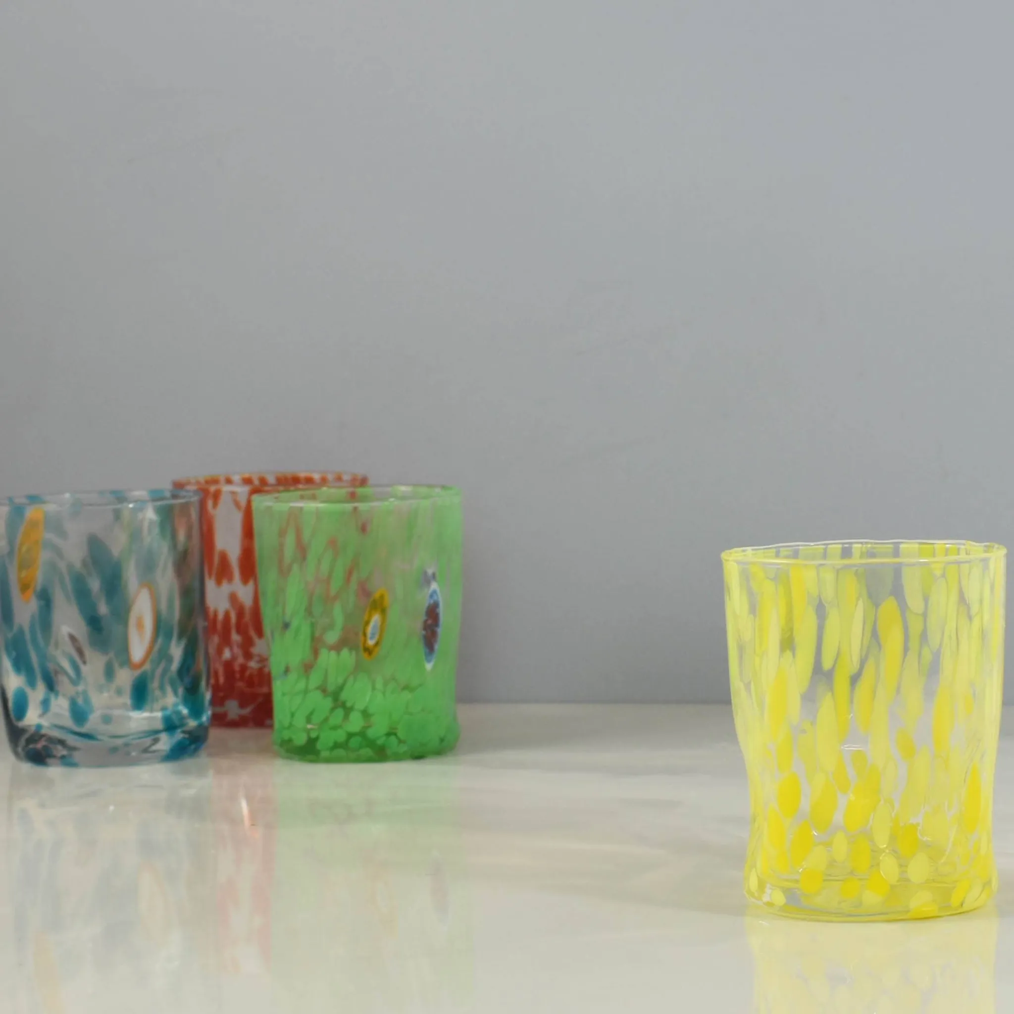 Clearance Murano Glass Tumbler, Yellow Table Setting|Drinking Glasses