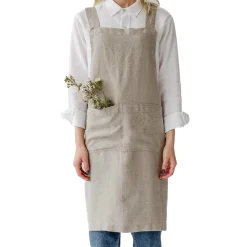Online Natural Crossback Linen Apron Kitchen Textiles & Clothing