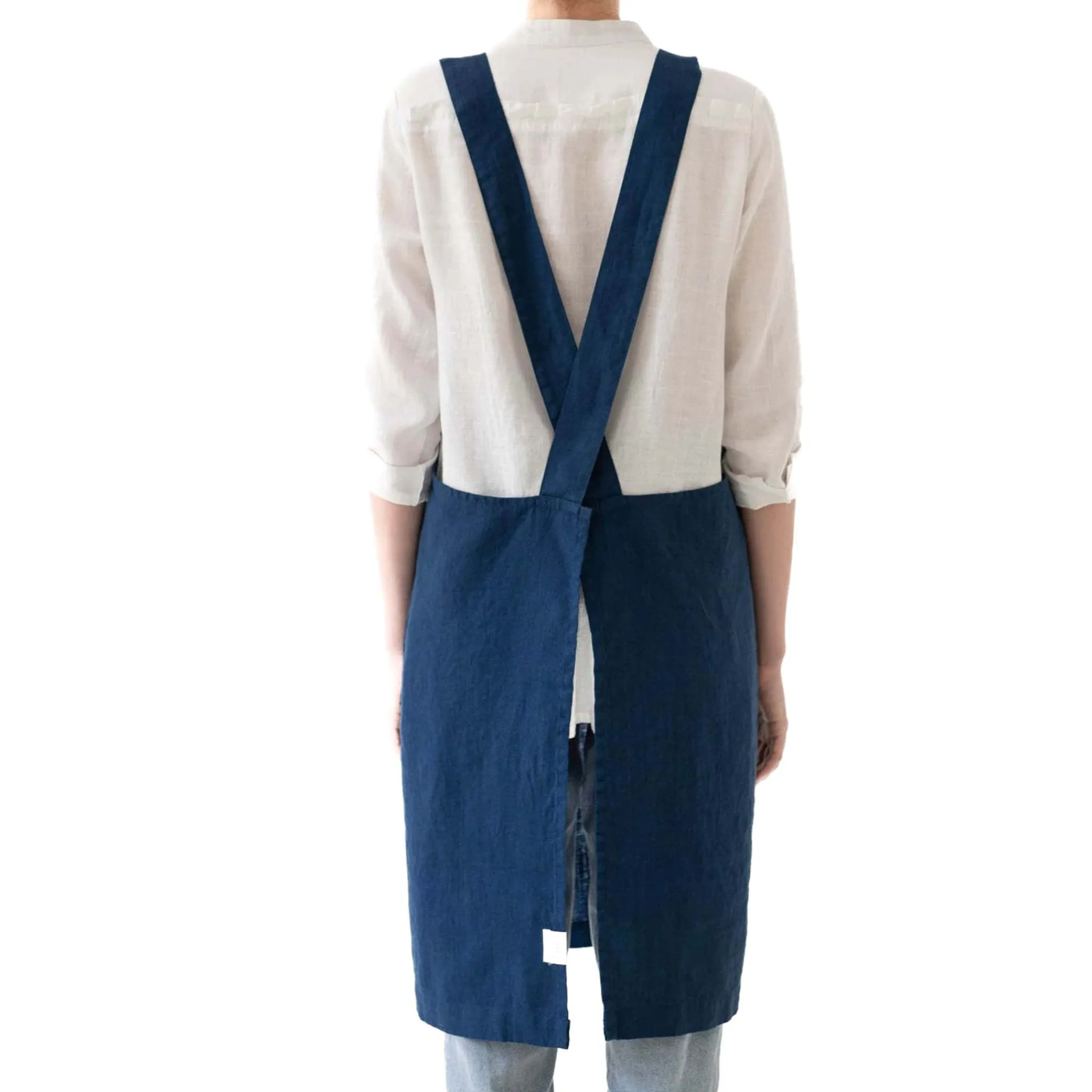 Discount Navy Crossback Linen Apron Kitchen Textiles & Clothing