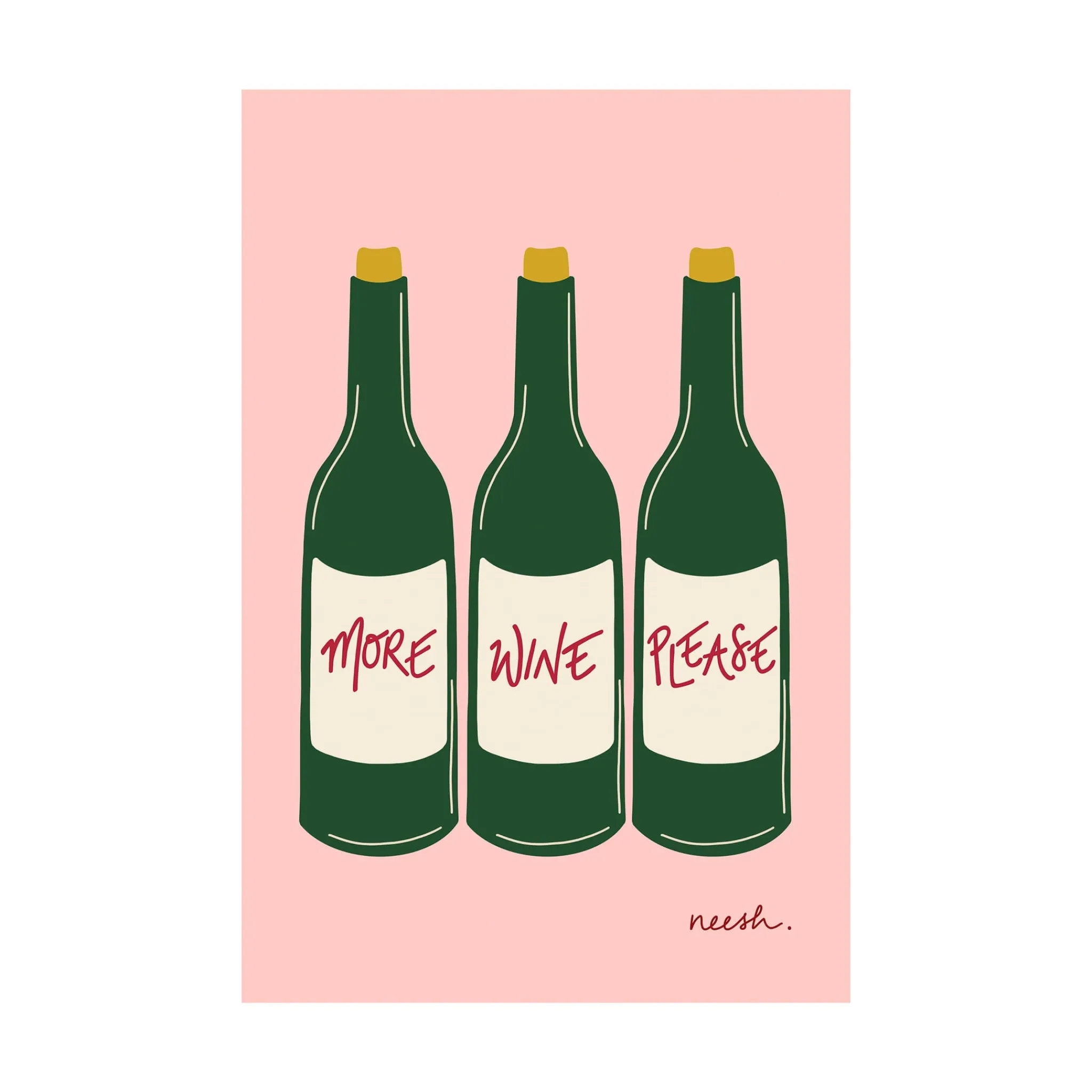 Hot More Wine Please Tea Towel Kitchen Textiles & Clothing