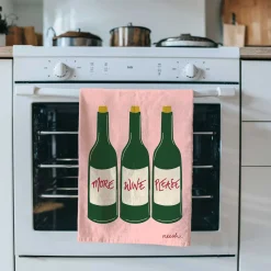 Hot More Wine Please Tea Towel Kitchen Textiles & Clothing
