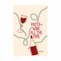 New Pasta and Wine Tea Towel Kitchen Textiles & Clothing