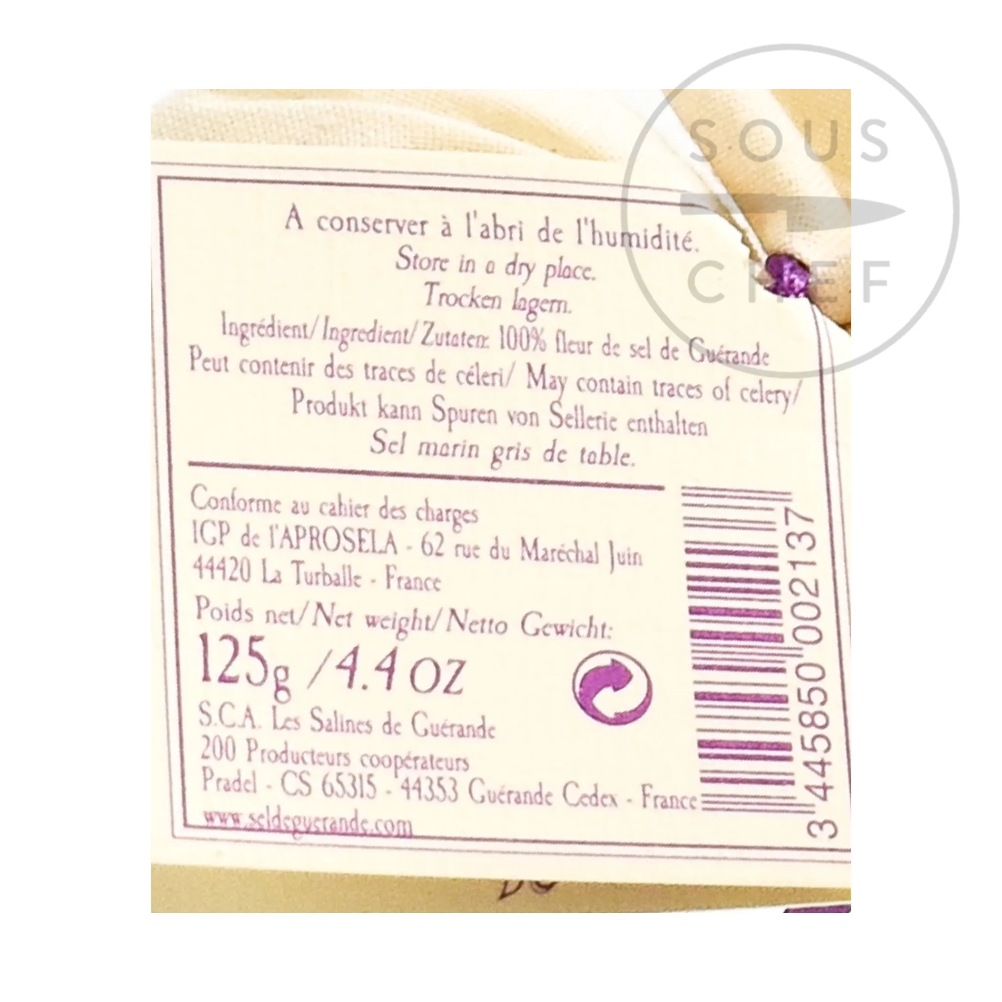 Best Fleur de Sel de Guerande in Bag, 125g Ingredients Brands|French Ingredients