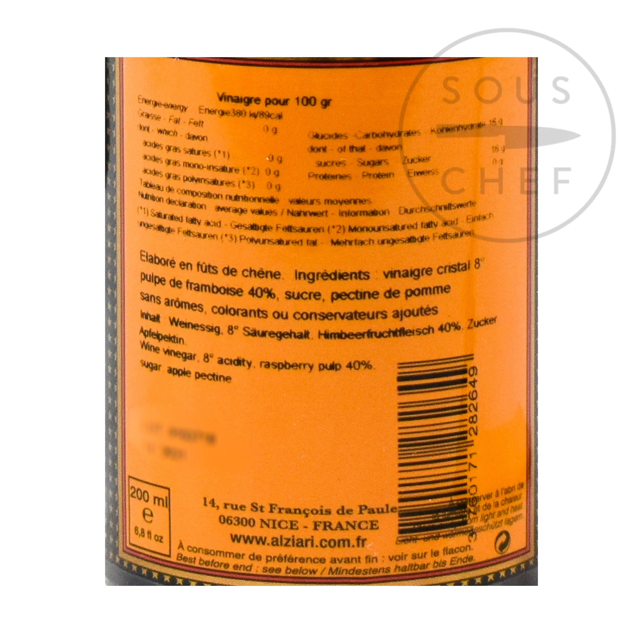 Online Raspberry Vinegar, 200ml Ingredients Brands|French Ingredients