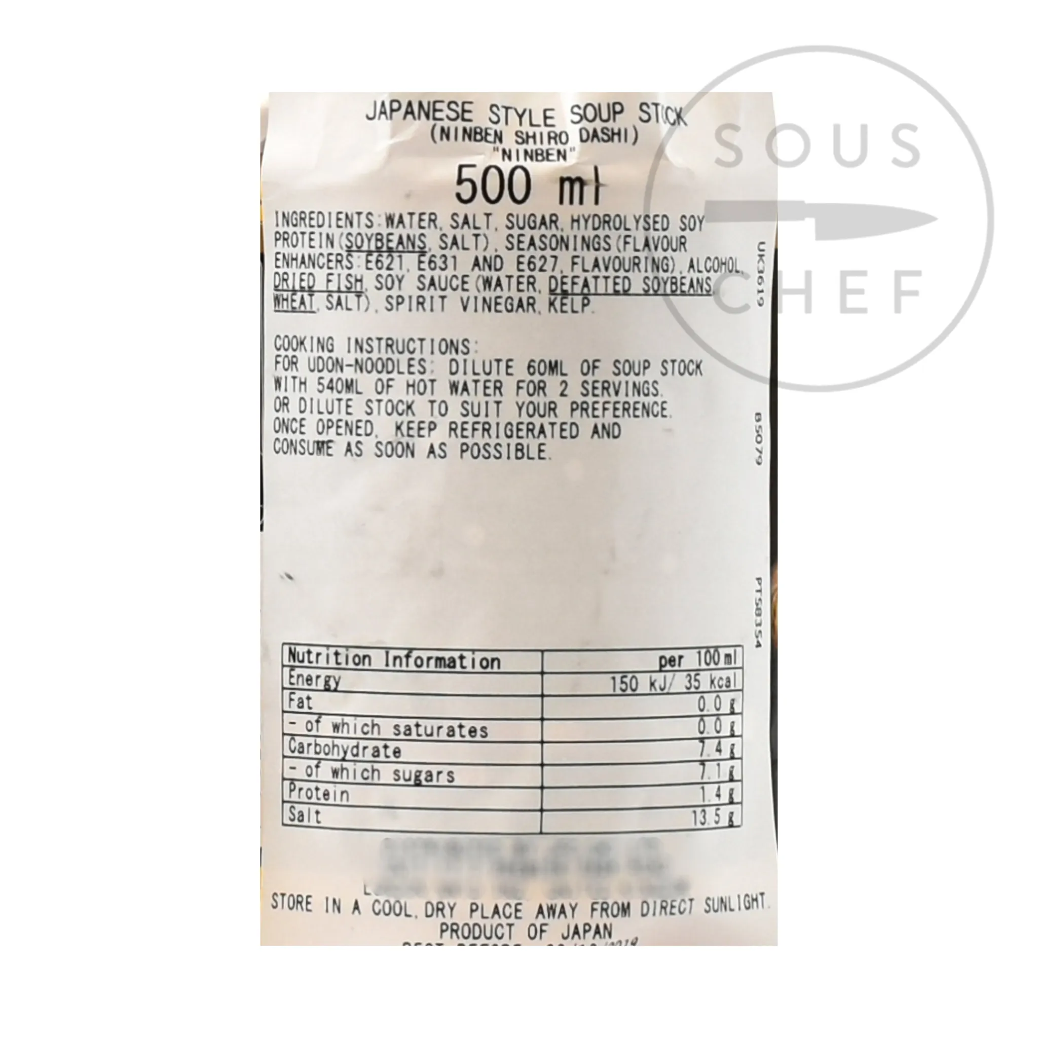 Clearance Shiro Dashi - Bonito Soup Stock, 500ml Japanese Ingredients|Stock & Bouillon