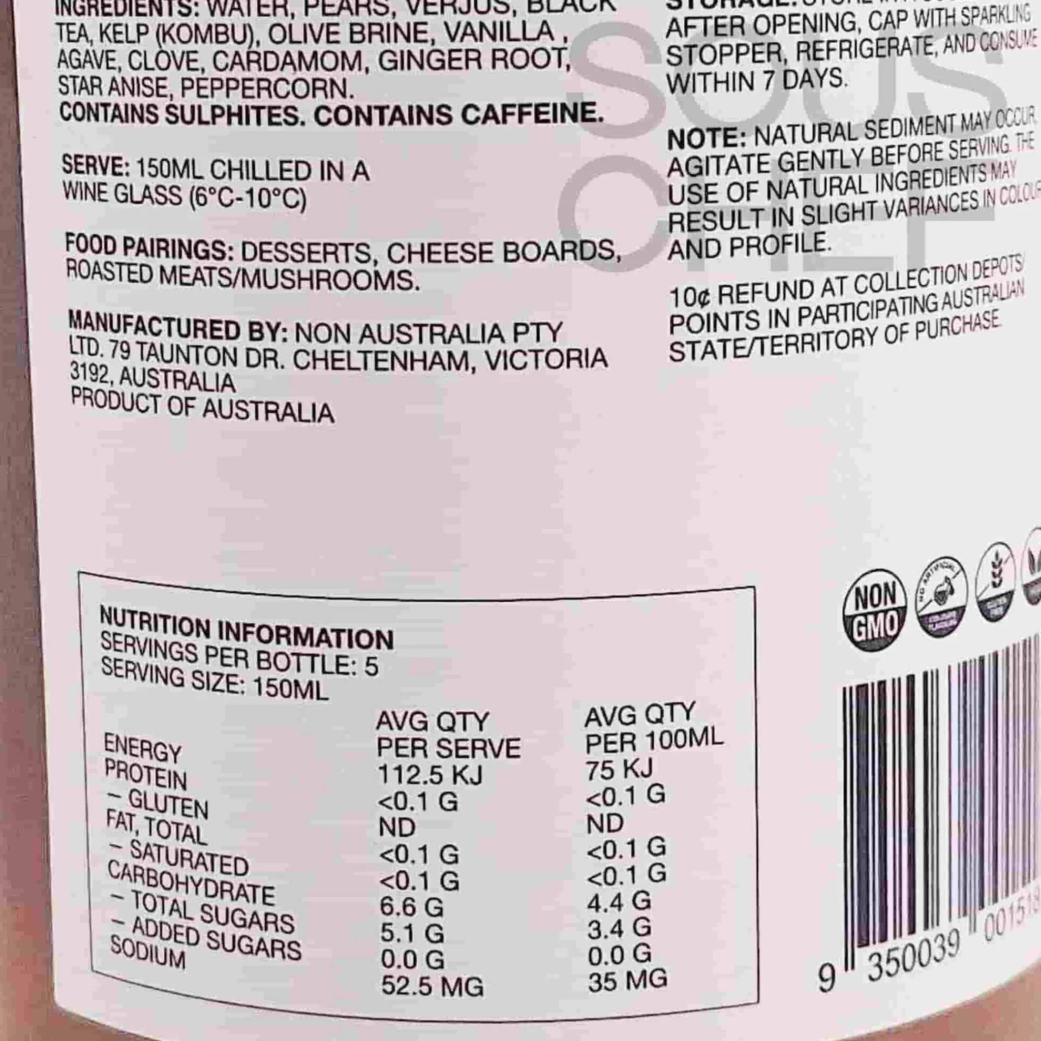 Sale 2 Caramelised Pear & Kombu Alcoholic Wine, 750ml Ingredients Brands|Drinks