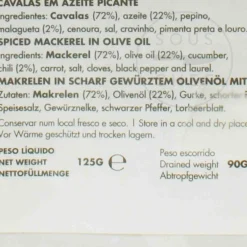 Best Mackerel in Olive Oil, Spicy 125g Ingredients Brands|Tinned Fish & Seafood