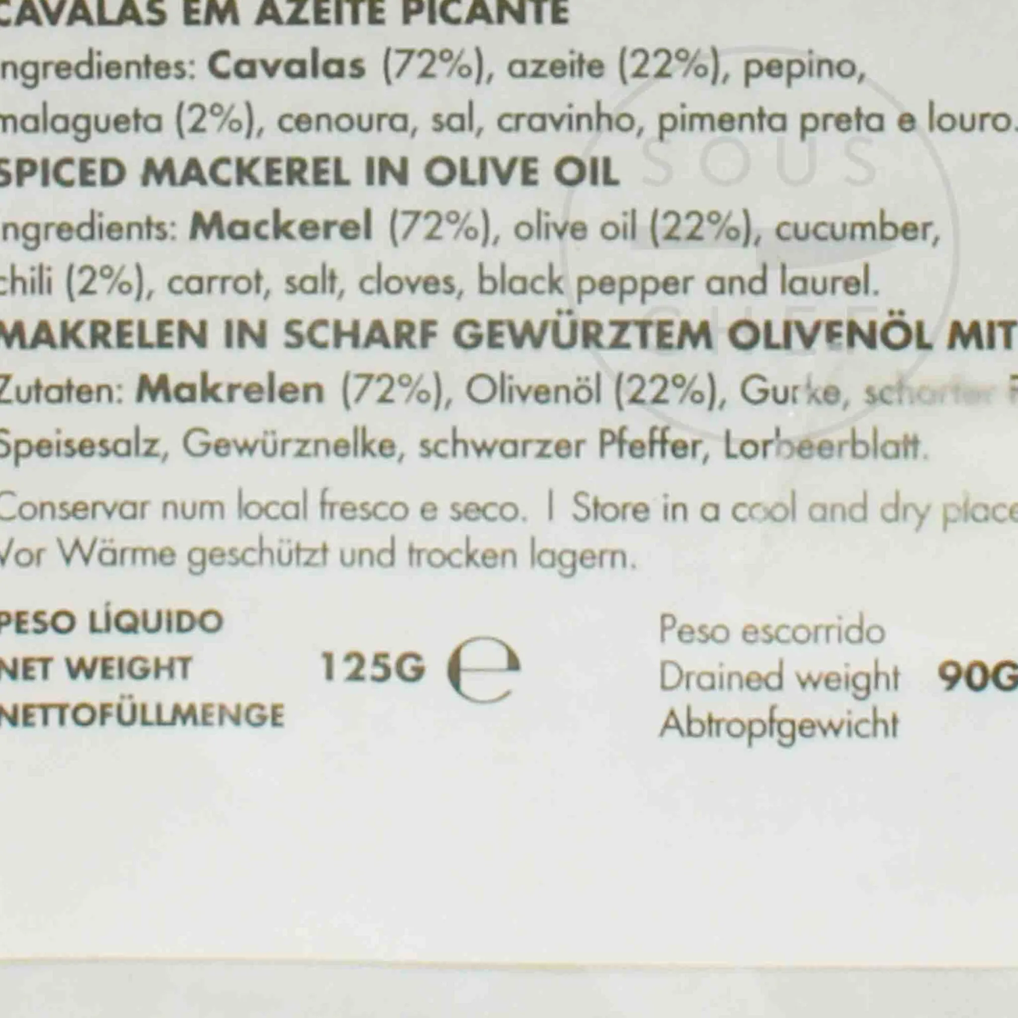 Best Mackerel in Olive Oil, Spicy 125g Ingredients Brands|Tinned Fish & Seafood