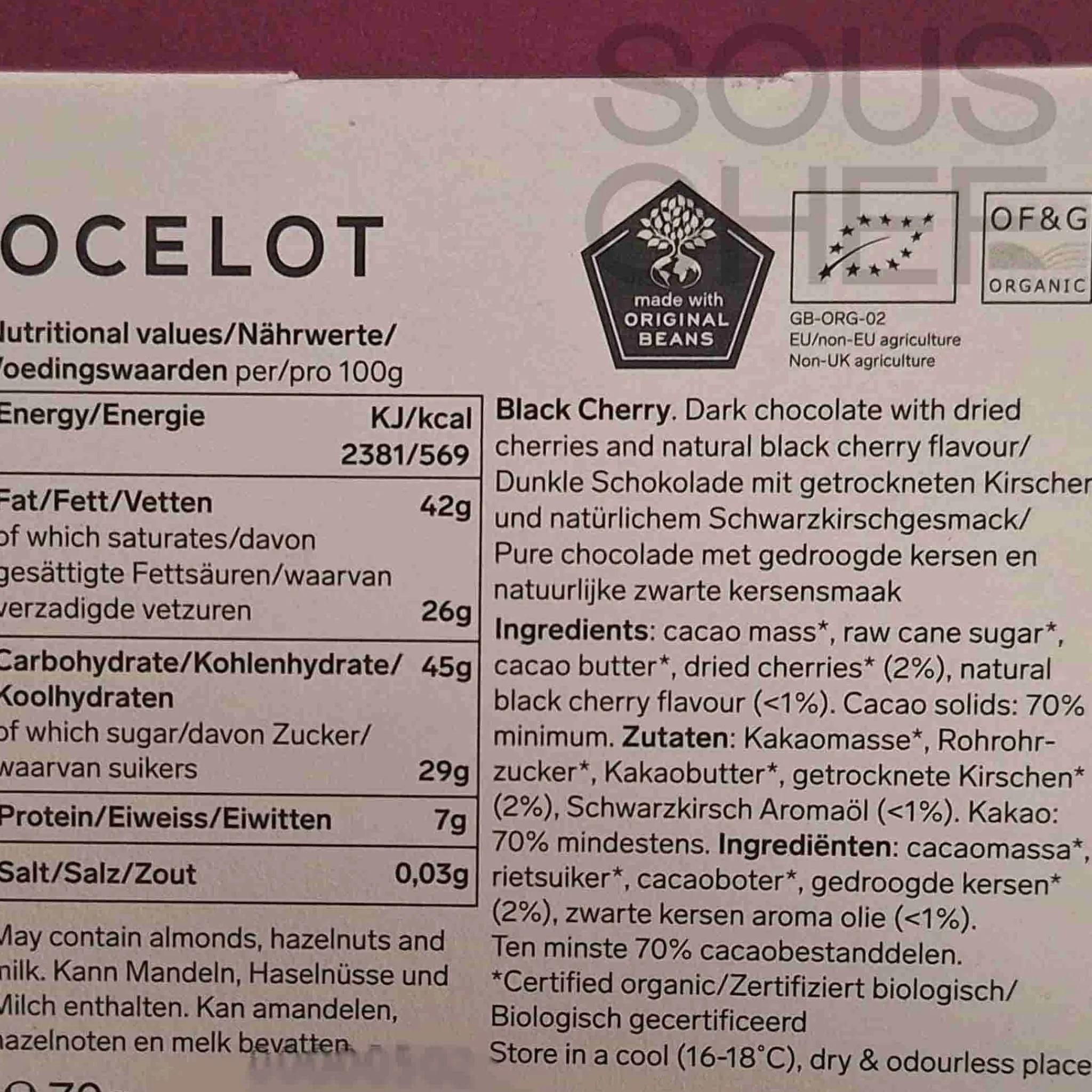 Best Organic Dark Chocolate & Black Cherry Chocolate Bar, 70g Made In The Uk|Chocolate & Sweets