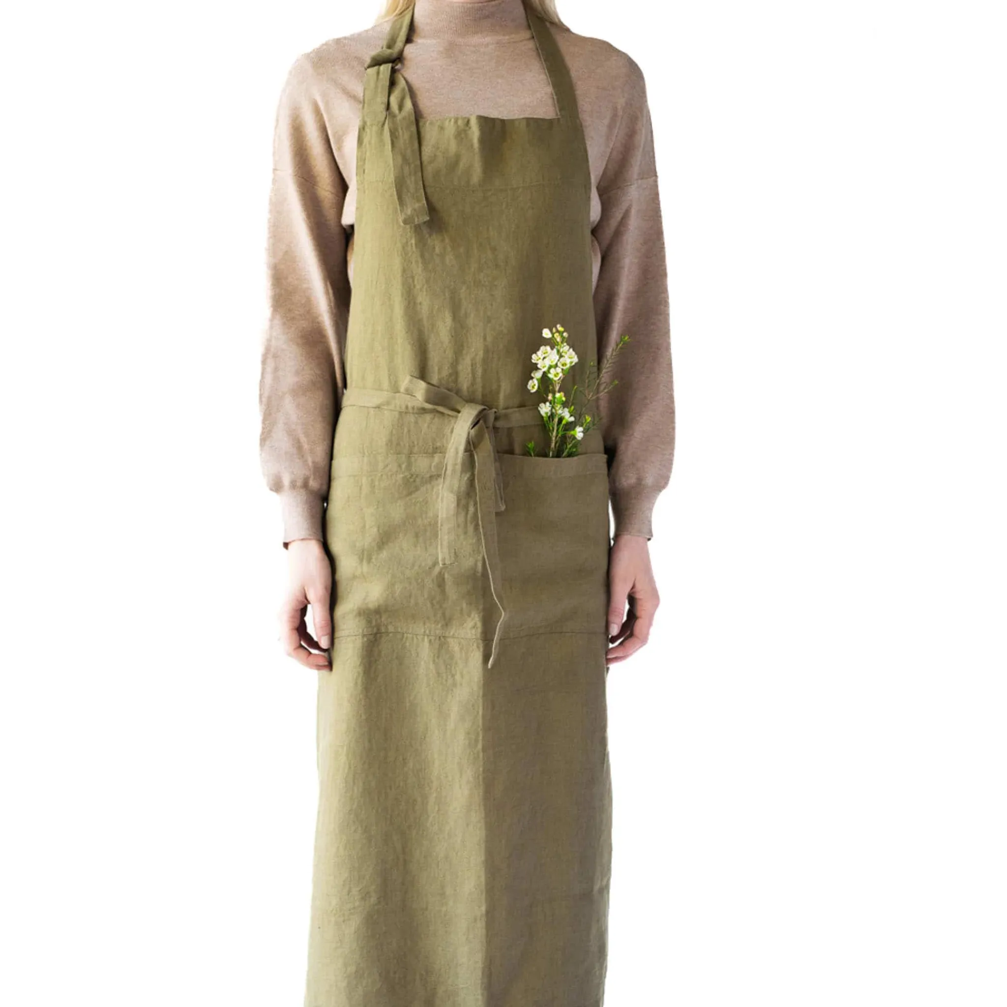 Outlet Olive Chef Linen Apron Kitchen Textiles & Clothing