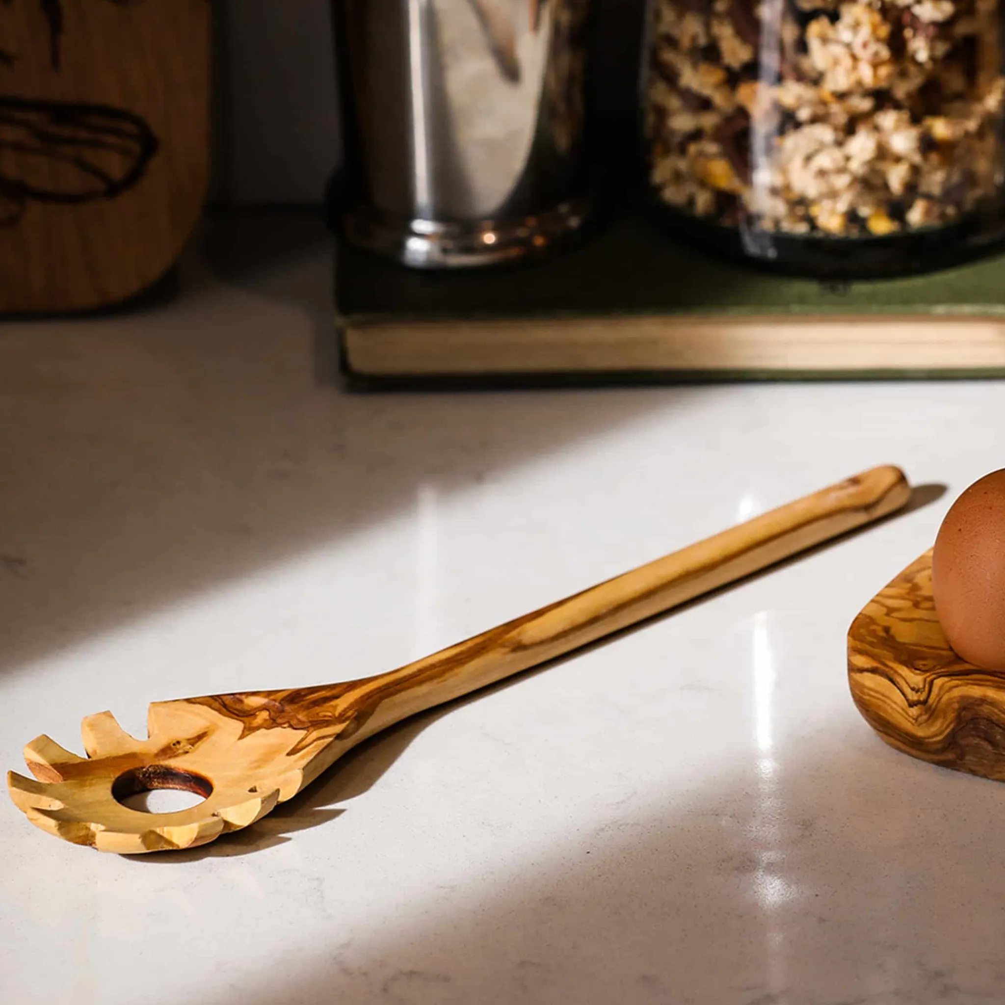 Olive Wood Pasta Spoon, 30cm Kitchen Tools & Utensils