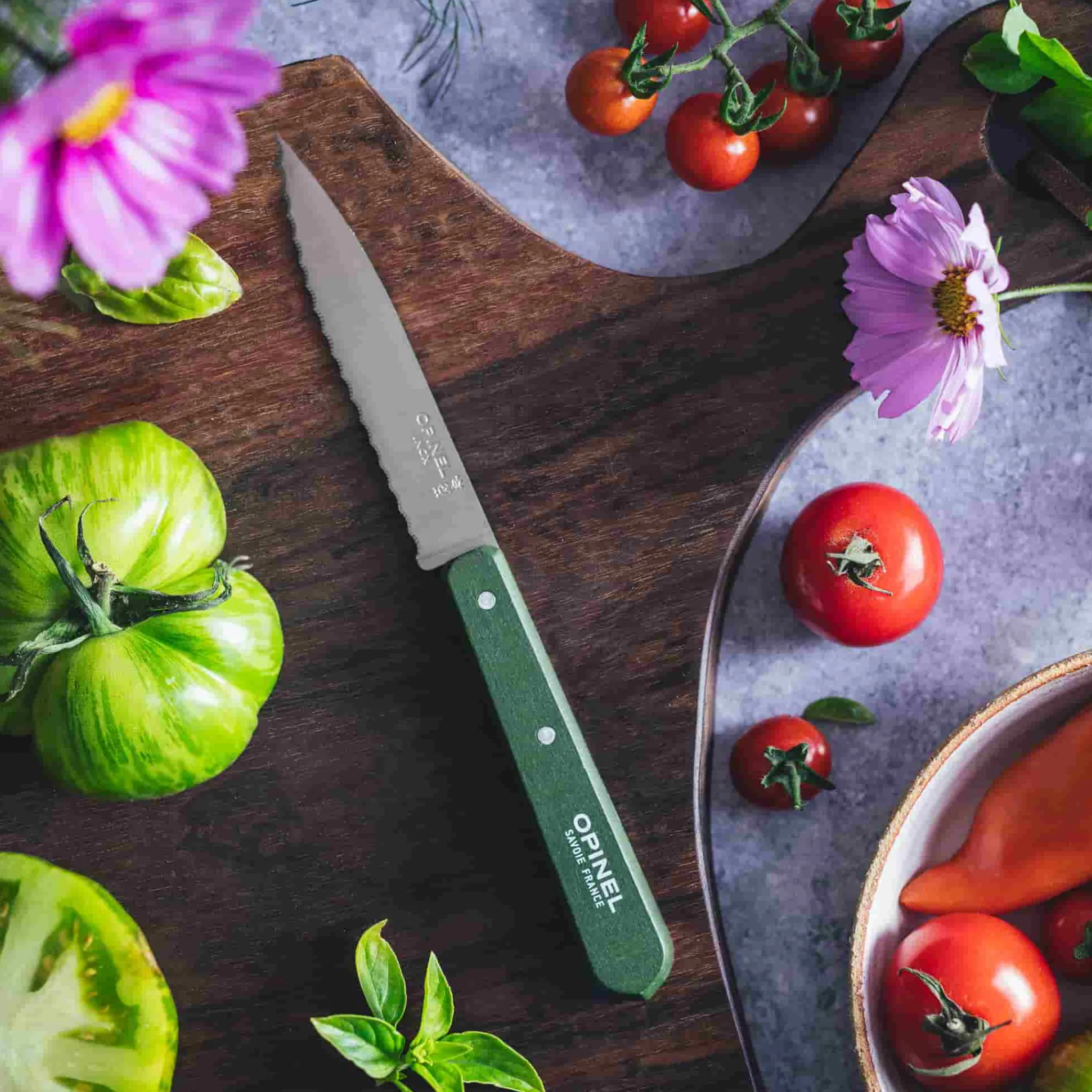 Online No 113 Khaki Beechwood Handle Serrated Paring Knife, 10cm Kitchen Knives