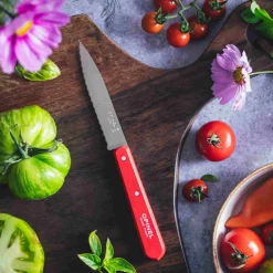 Clearance No 113 Red Beechwood Handle Serrated Paring Knife, 10cm Kitchen Knives