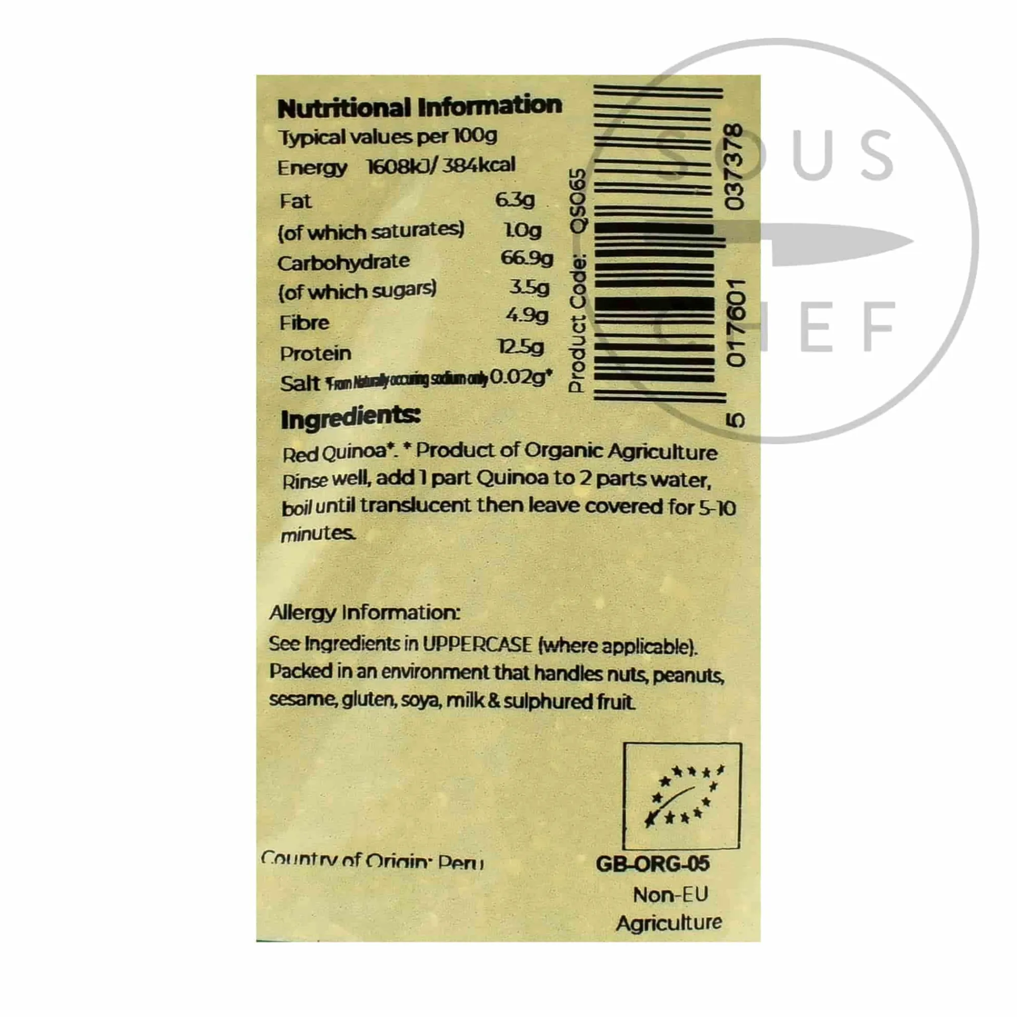 Sale Organic Red Quinoa, 500g Ingredients Brands