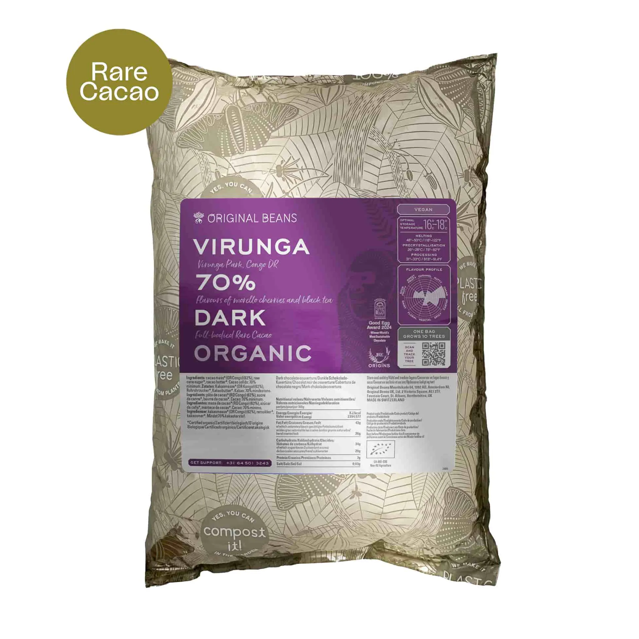 Clearance 70% Cru Virunga Congo Dark Couverture Chocolate, 2kg Ingredients Brands|Chocolate & Sweets