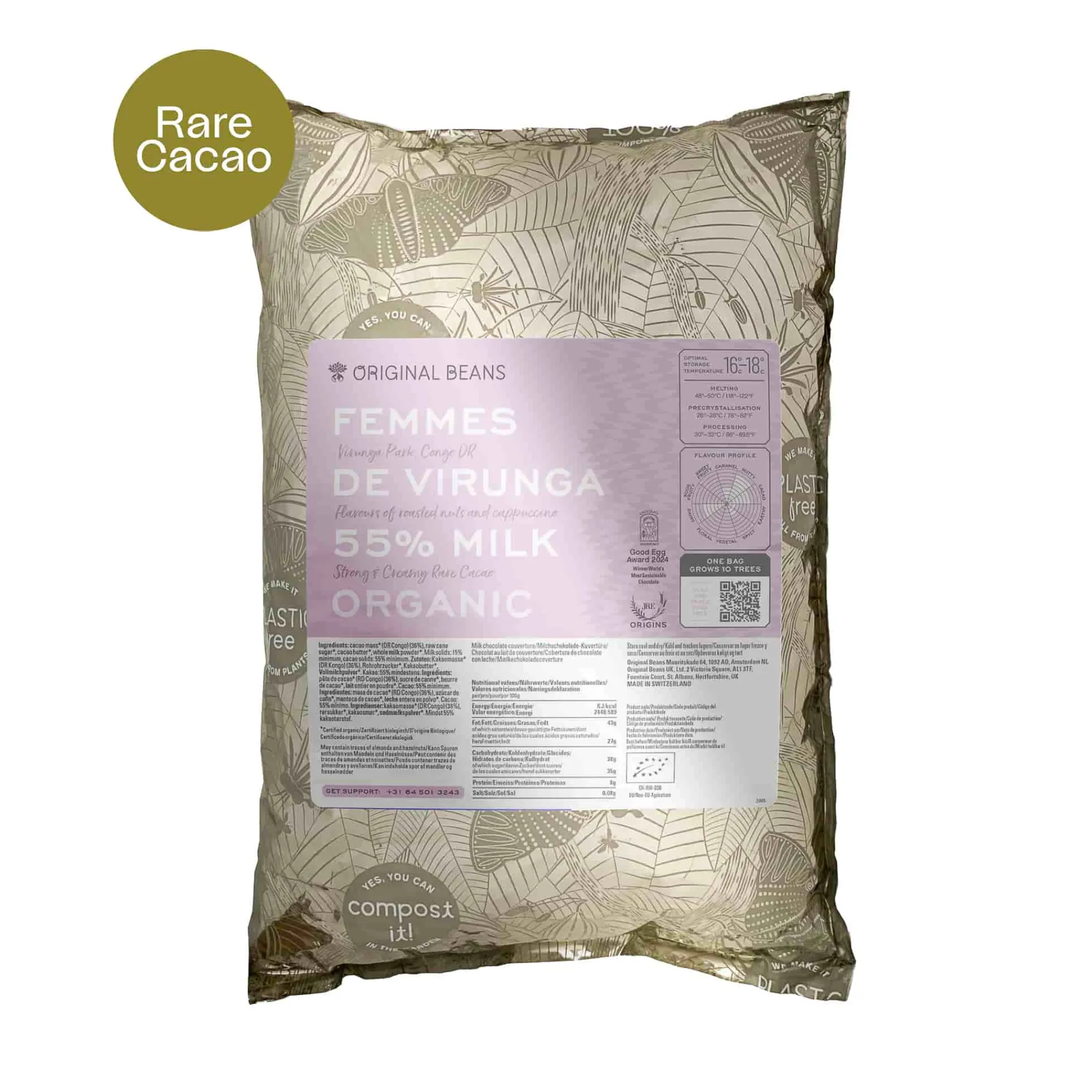 New 55% Femmes de Virunga Dark Milk Couverture Chocolate, 2kg Ingredients Brands|Baking Ingredients