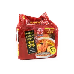Jjampong Seafood Flavour Ramen Noodles, 5 x 120g Ingredients Brands|Korean Ingredients