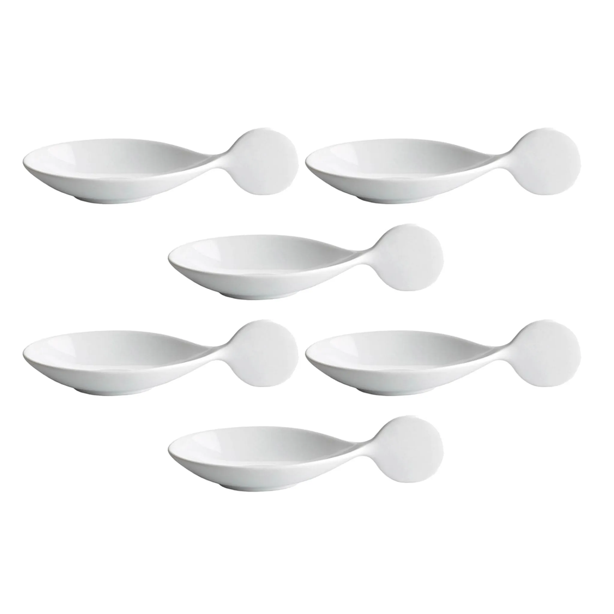 Sale Pack of 6 Porcelain Canape Spoon with Circle Handle, 10cm Serveware|Canape Supplies