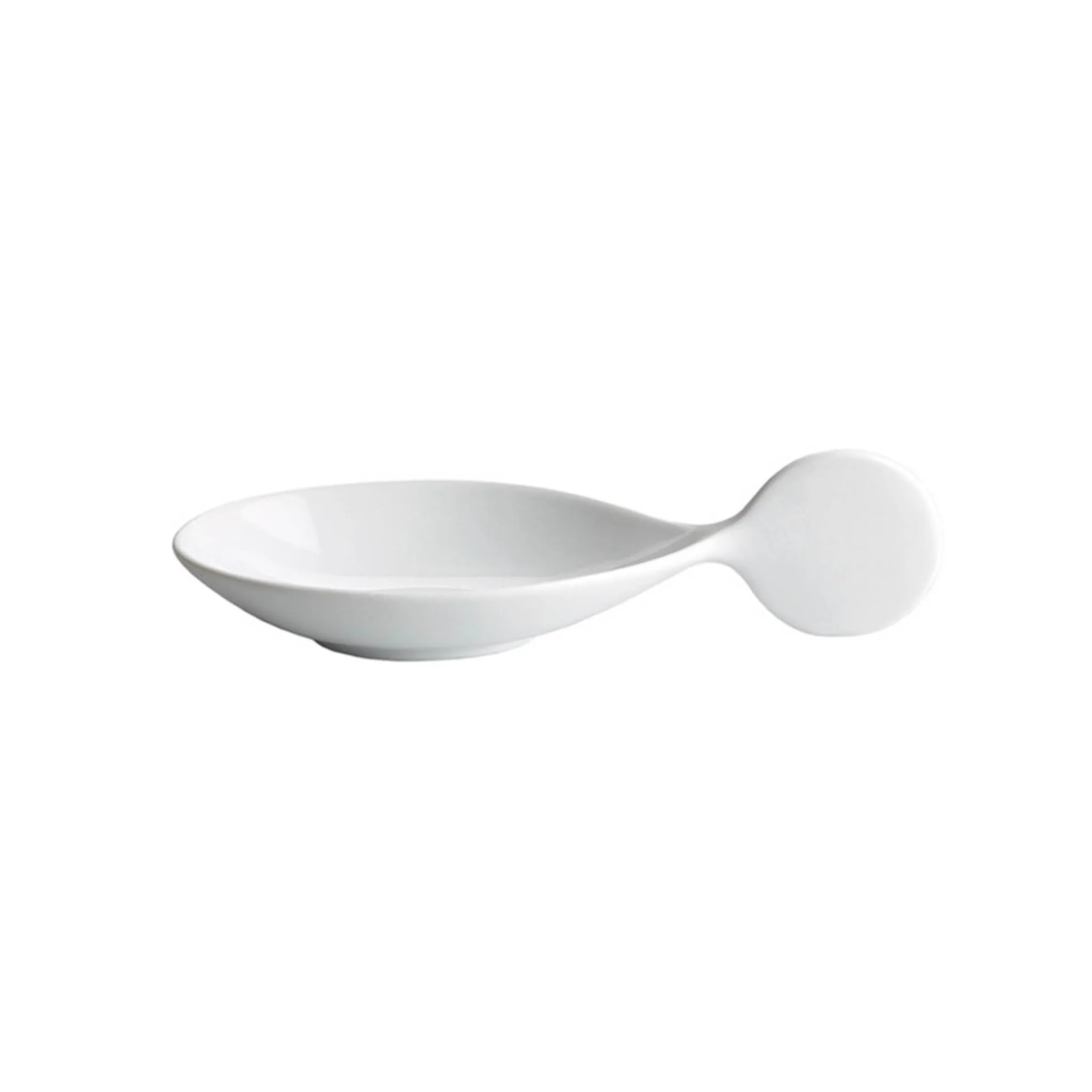 Sale Pack of 6 Porcelain Canape Spoon with Circle Handle, 10cm Serveware|Canape Supplies