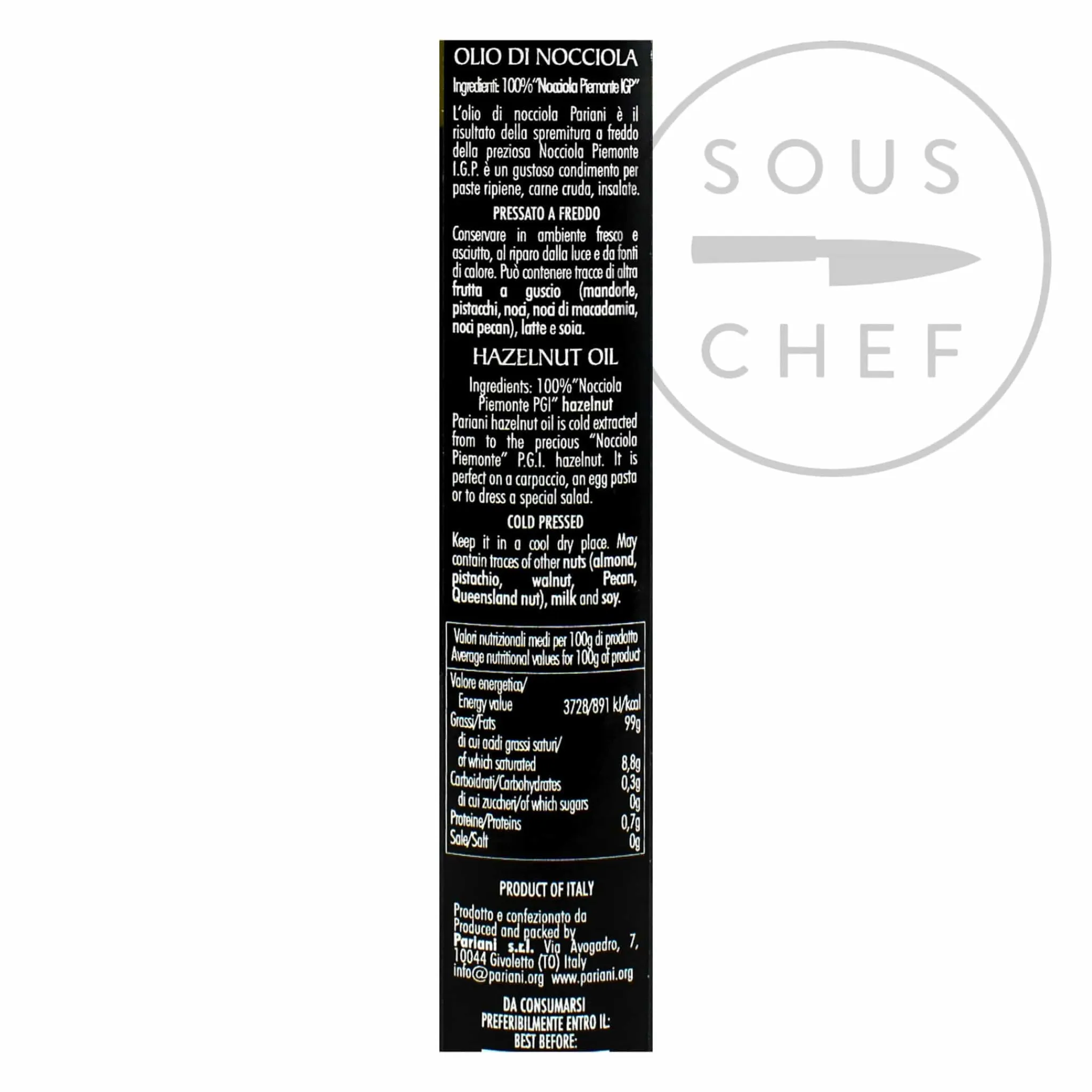 Hazelnut Oil, 250ml Ingredients Brands|Italian Ingredients
