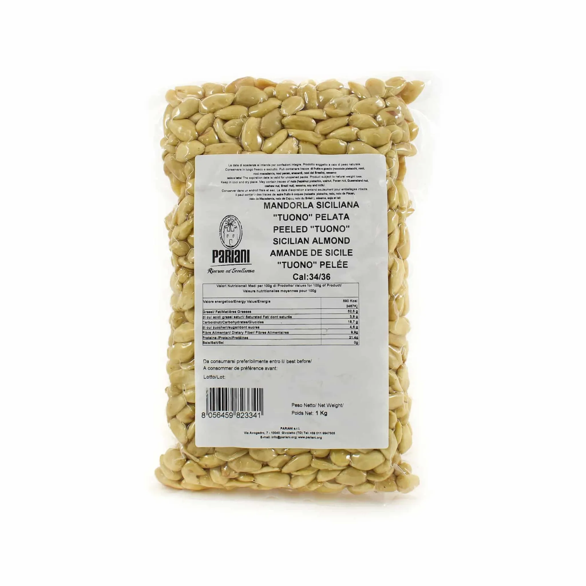 New Sicilian Tuono Almond Size 34/36 Peeled, 1kg Ingredients Brands|Italian Ingredients