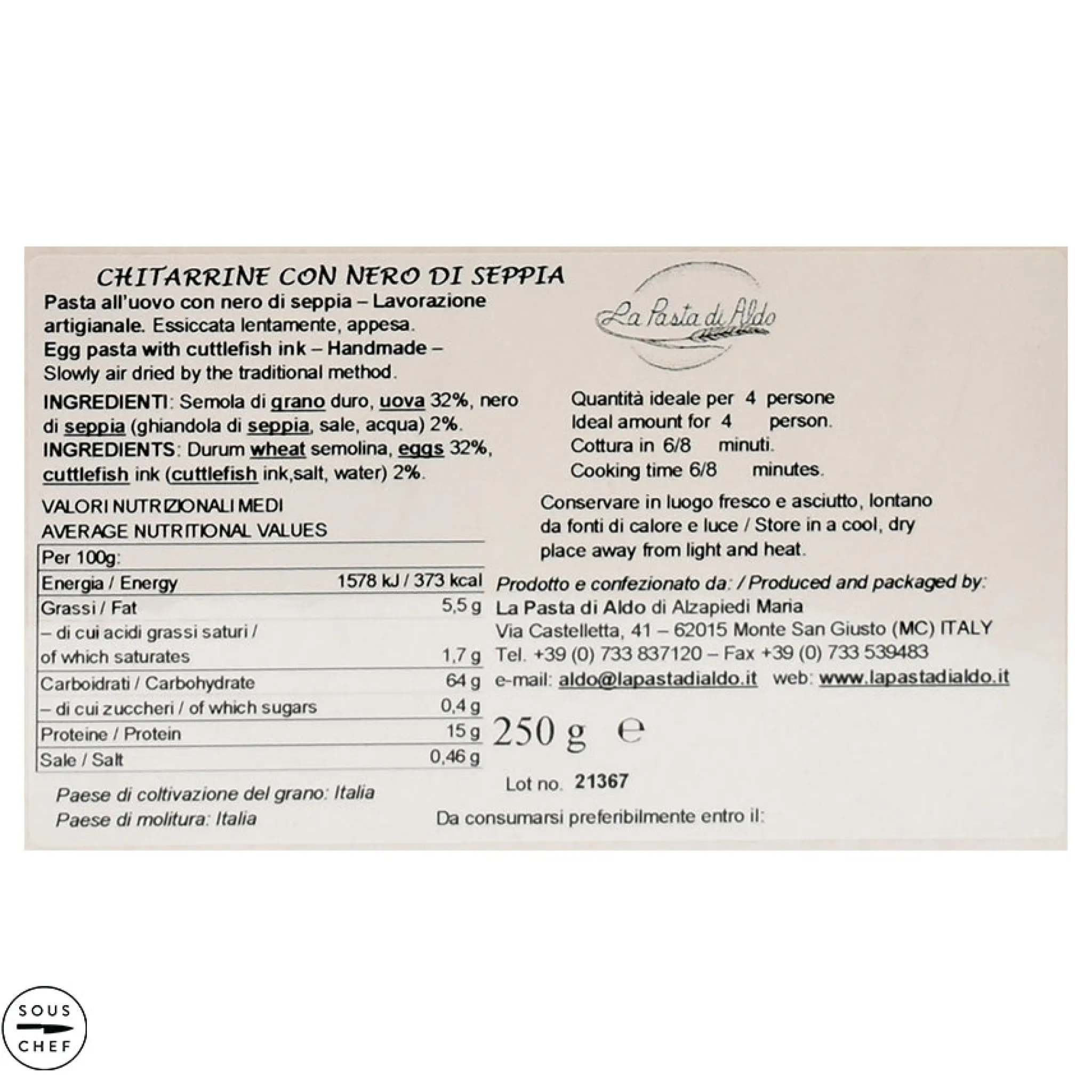 Online Cuttlefish Ink Chitarrine Egg Pasta, 250g Ingredients Brands|Italian Ingredients