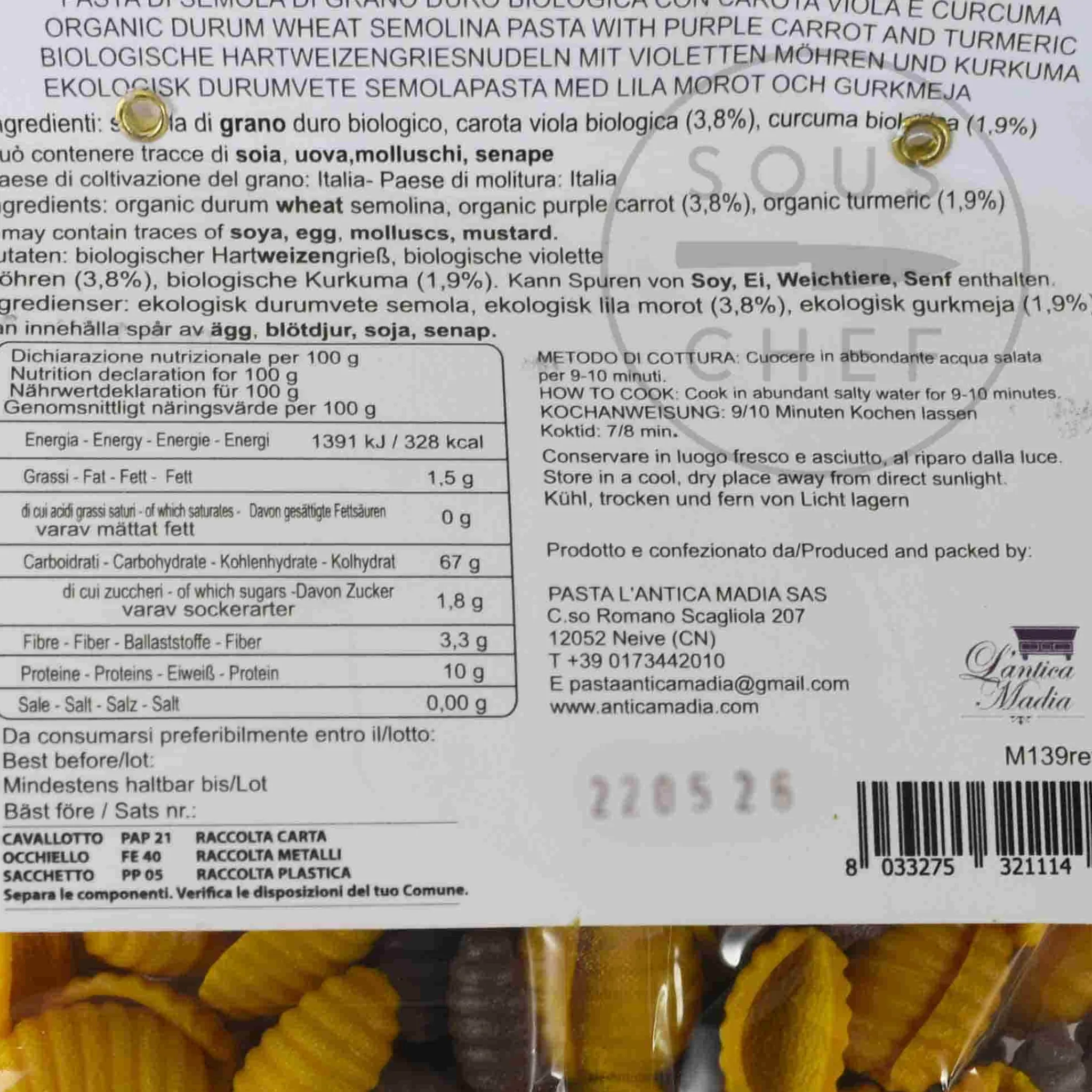 Hot Pasta L'Antica Organic Gnocchi Pasta Turmeric & Purple Carrot, 250g Ingredients Brands|Pasta, Rice & Beans