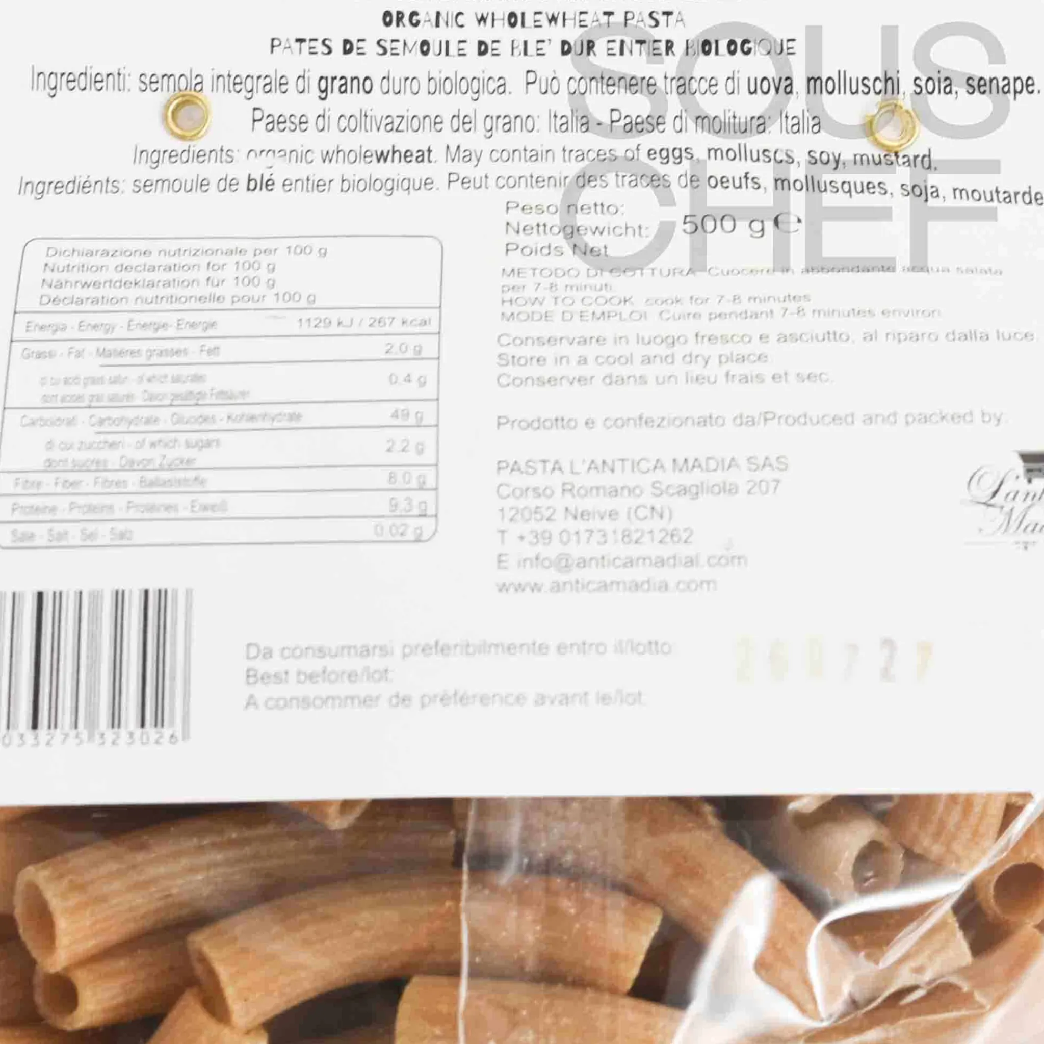 Online Pasta L'Antica Organic Wholewheat Maccheroni Pasta, 500g Ingredients Brands|Pasta, Rice & Beans