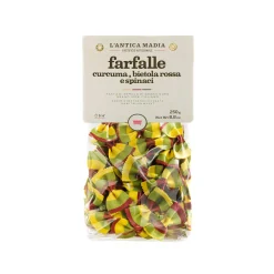 Pasta L'Antica Striped Farfalle with Turmeric, Beetroot & Spinach, 250g Pasta, Rice & Beans|Ingredients Brands