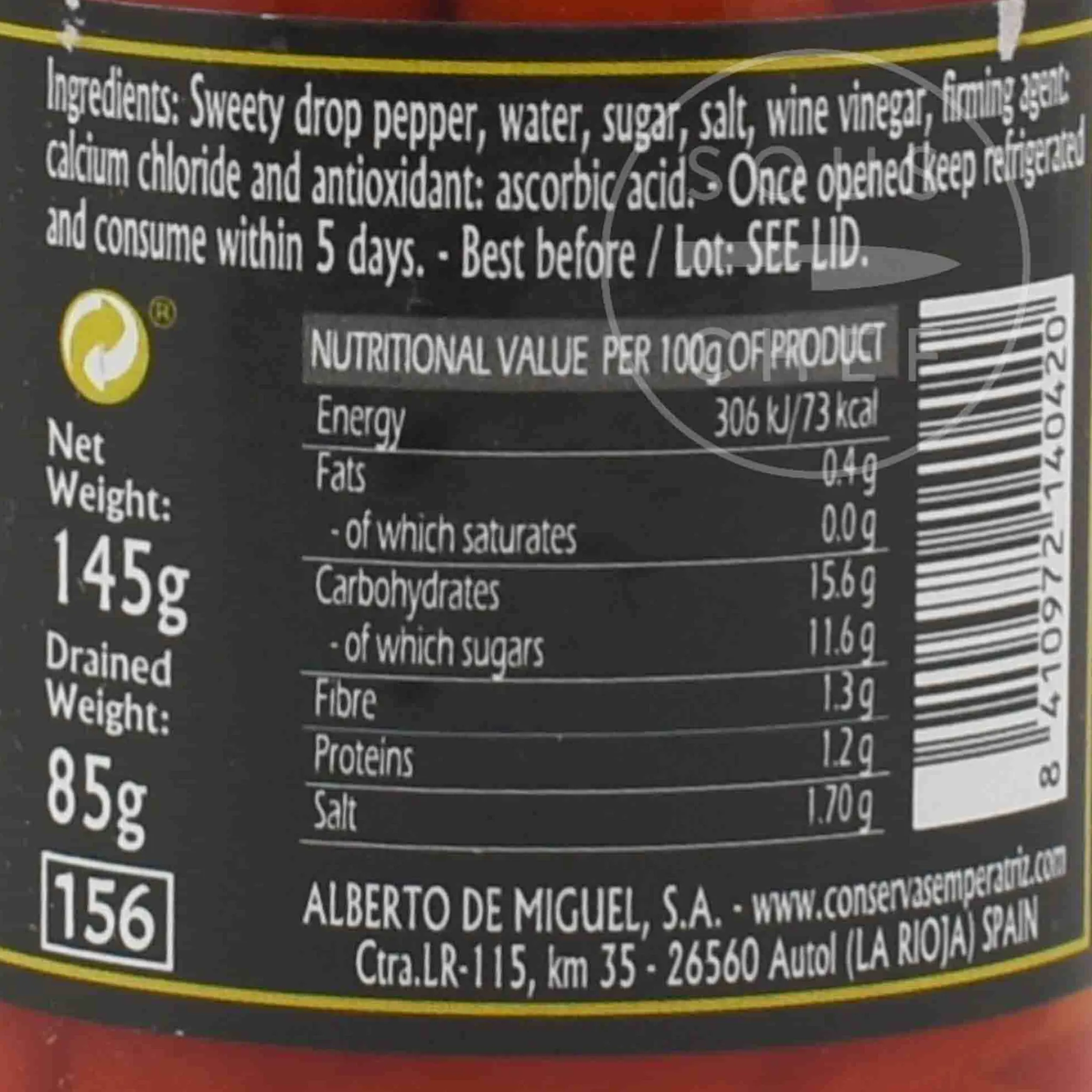 Hot Pimientos Lagrima 'Sweety Drop' Peppers, 145g Ingredients Brands|Spanish Ingredients