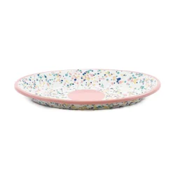 Outlet Pink Dot Enamel Oval Serving Tray, 31cm Tableware Brands