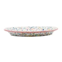 Outlet Pink Dot Enamel Oval Serving Tray, 31cm Tableware Brands