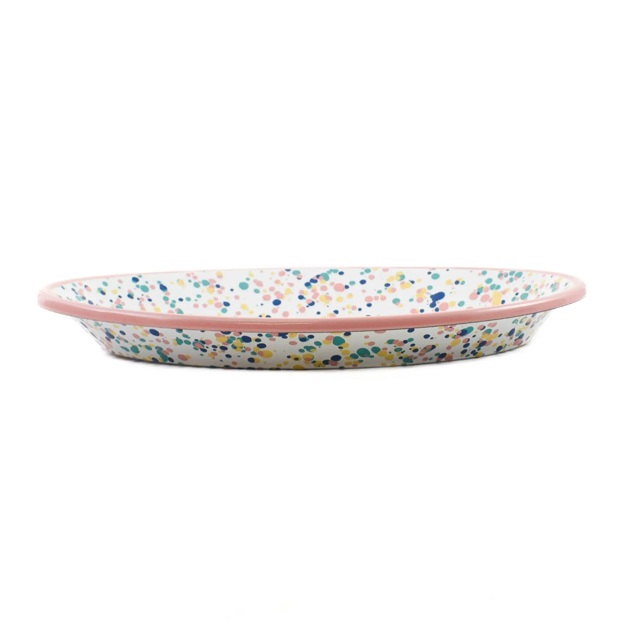 Outlet Pink Dot Enamel Oval Serving Tray, 31cm Tableware Brands