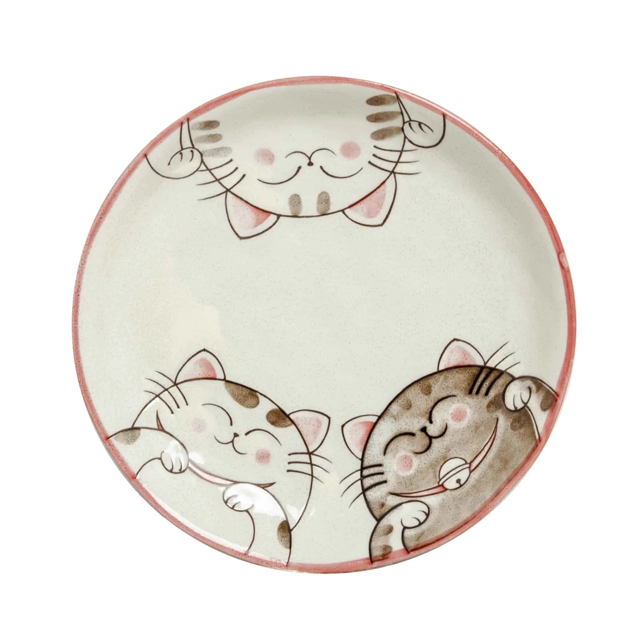 Outlet Pink Lucky Cat Japanese Side Plate, 19.5cm Tableware Brands|Japanese Ingredients