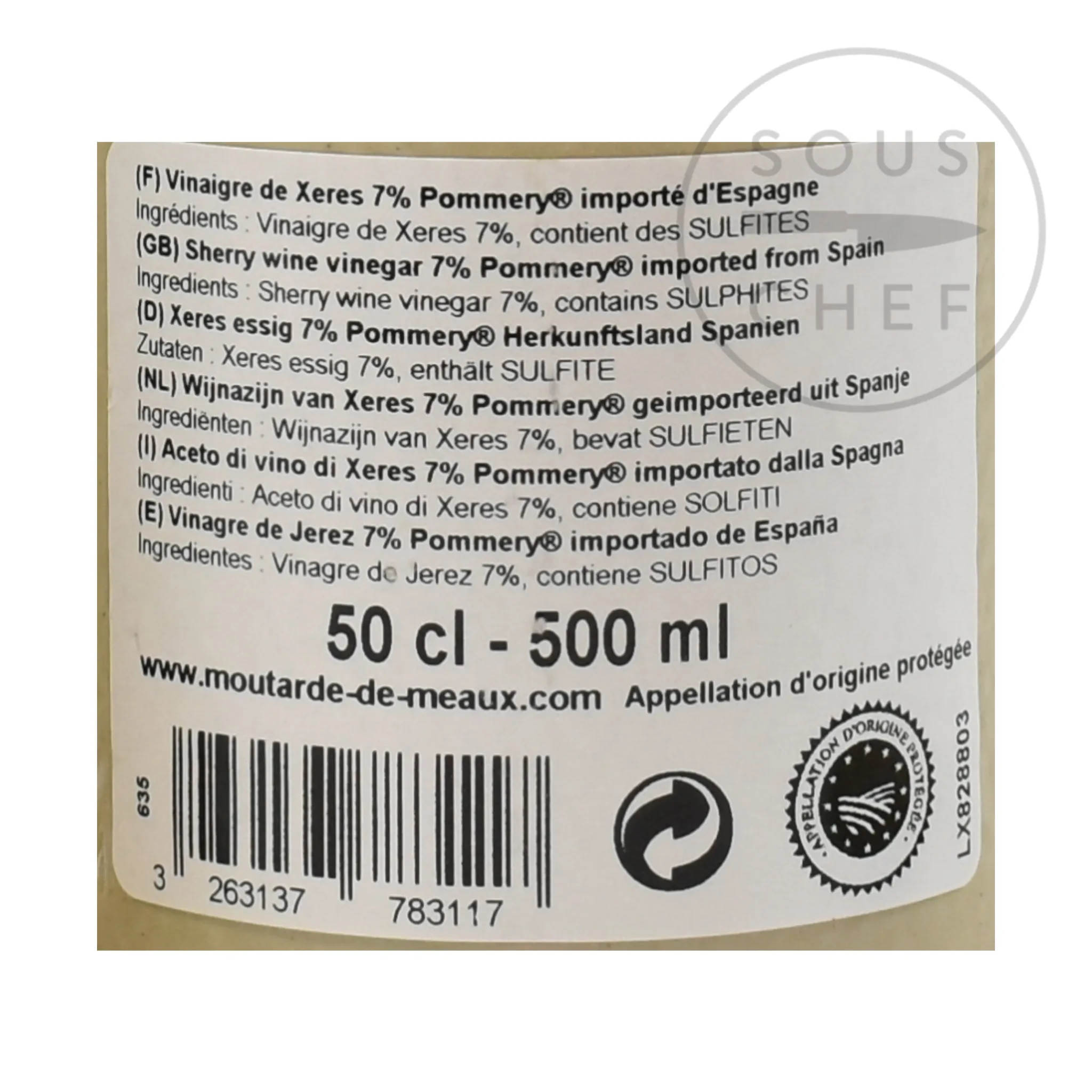 New Sherry Vinegar, 500ml Ingredients Brands|French Ingredients